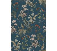 Auspicium Vintage Floral Peel and Stick Wallpaper Weeds and Flowers Self Adhesive Removable Wallpaper Wall Stickers for Home Bedroom Cabinets Thicken 17.3" x 118",Blue