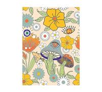 Auspicium Vintage Floral Peel and Stick Wallpaper Yellow Mushrooms Self Adhesive Removable Wallpaper Wall Stickers for Home Bedroom Cabinets Thicken 17.3" x 118"