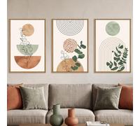 Ausril Boho Abstract Terracotta Green Framed Canvas Wall Art Set -24"x36"x3