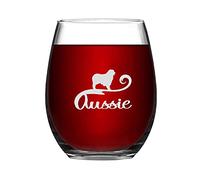 Aussie Australian Shepherd Funny Stemless Wine Glass Laser Engraved Whiskey Glass Shot Glass Unique Idea for Him, Her, Mom, Wife, Boss, Sister, BFF, Birthday Gifts for Coworker,15 oz