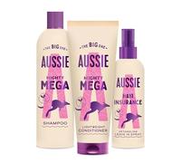 Aussie Bundle: Mighty Mega Shampoo 400ml and Lightweight Conditioner 275ml & Hair Insurance Detangling Leave-In Spray 250ml