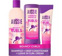 Aussie Curls Shampoo and Conditioner Set with Leave In Conditioner Curl Cream, Curly Hair Products with Coconut Oil, Jojoba Oil & Macadamia Nut Oil 300/225/160 ml