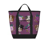 Aussie Dog Floral Australian Shepherd Dog,Lunch Bags Large Capacity Insulated Tote Bag For Women Men Work Picnic Travel