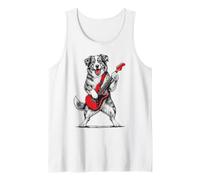 Aussie Dog Musician Rock Electric Guitar Australian Shepherd Tank Top