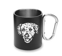 Aussie Doodle Dog Breed Metal Cup Carabiner Handle, Camping Mug