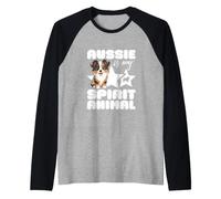 Aussie is My Spirit Animal Kawaii Australian Shepherd Raglan Baseball Tee
