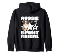 Aussie Is My Spirit Animal Kawaii Australian Shepherd Zip Hoodie