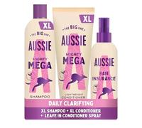 Aussie Mighty Mega Shampoo & Conditioner Set, & Detangling Leave in Spray
