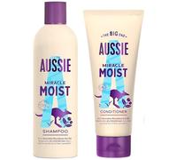 Aussie Miracle Moist Hair Care Bundle Shampoo 250ml & Detangling Conditioner 170ml Lightweight Daily Use Smooth, Shiny & Healthy Hair Suitable for All Hair Types