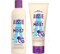 Aussie Miracle Moist Shampoo and Conditioner Set with Macadamia Nut Oil, For Dry and Brittle Hair, 2-Piece