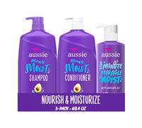 Aussie Miracle Moist Shampoo, Conditioner and 3 Minute Miracle Deep Conditioner Hair Treatment Bundle, Infused with Avocado & Australian Jojoba Oil, Paraben Free
