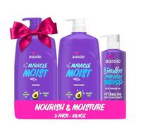 Aussie Miracle Moist Shampoo, Conditioner and 3 Minute Miracle Deep Conditioner Hair Treatment Bundle, Infused with Avocado & Australian Jojoba Oil, Paraben Free