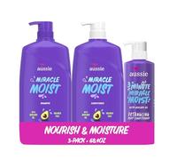 Aussie Miracle Moist Shampoo, Conditioner and 3 Minute Miracle Deep Conditioner Hair Treatment Bundle, Infused with Avocado & Australian Jojoba Oil, Paraben Free