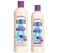 Aussie Miracle Moist XL Shampoo and Hair Conditioner Set for dry, really thirsty hair with Macadamia nut oil, a 750 ml Aussie Moist Shampoo and a 500