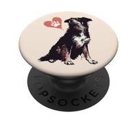 Aussie Mix Dog Heart Balloon Hand-Drawn Pet Lover Design PopSockets Adhesive PopGrip