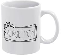 Aussie Mom Mug Australian Shepherd Mom Coffee Mug Ceramic Drinking Cups 11 Oz Tea Cup for Men & Women Unique Gift Idea White