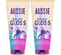 Aussie Oh My Gloss Hydrating Conditioner 200ml, Softens and Smooths Dry and Dull Hair, Infused with Australian Macadamia Nut Oil, Vegan and Cruelty-Free (Pack of 2)