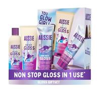 Aussie Oh My Gloss Hydrating Giftset: Shampoo 300ml, Conditioner 200ml, Lightweight Leave-in Serum 160ml. Moisture & Shine Booster for Dull, Dry Hair, with Jojoba, Safflower, Macadamia Nut Oils