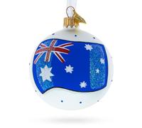 Aussie Pride: Australian Flag Blown Glass Ball Christmas Ornament 3.25 Inches