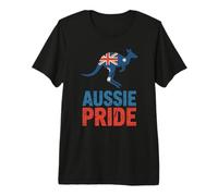 Aussie Pride Kangaroo Australian Flag Patriotic Australian Premium T-Shirt