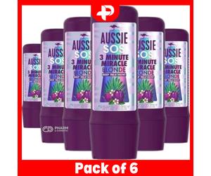 Aussie SOS 3 Minute Miracle Blonde Deep Treatment Conditioner 225ml Pack of 6