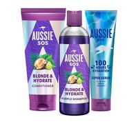 Aussie SOS Blonde & Hydrate Set: Purple Shampoo 300ml, Conditioner 200ml and Super Serum All In One Leave In Treatment 160ml