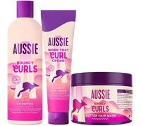 Aussie SPECIAL PACK: Bouncy Curls: 300ml Moisturizing Shampoo for Dry, Curly and Wavy Hair + 450ml Hair Mask With or Without Rinse + 160ml Curl Defining Cream
