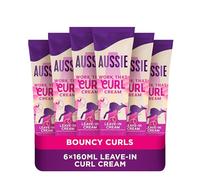 Aussie Work That Curl Defining Curl Cream | For Dry Curly & Wavy Hair | Jojoba Oil, Coconut Oil & Macadamia Nut Oil | Cruelty Free Vegan Formula | Multi-Tasking Curling Cream (Pack of 6 x 160ml)