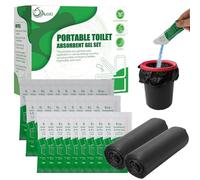 Aussio 30pcs Portable Toilet Absorbent Gel with 20pcs 6 Gallon Camping Toilet Bags, Poo Urine Powder for Hiking Camping, Poo Gel for Portable Toilet, Camping Toilet Gel Poo Powder for Outdoor Use