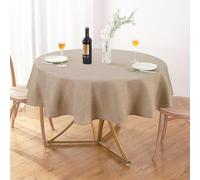 AUSSPVOCT Textured Linen 54 Inch Round Tablecloth Up to 36'' Tables, Waterproof Spill-Proof Table Cloth Wrinkle Free Circle Dining Table Cover for Birthday Party Farmhouse Outdoor Kitchen