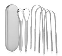 Aussumy 6 PackTongue Scrapers - Stainless Steel Tongue Cleaner - Reusable & Easy to Clean