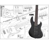 Aust Luthiers Supplies Fender Jazz Bass 5 String Poster - Unframed, Landscape, 33 x 47 inches - Living Room, Bedroom, Home Office