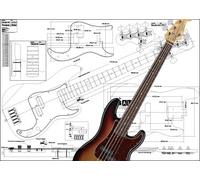 Aust Luthiers Supplies Plan of Fender 5 String Precision Bass - Full Scale Print