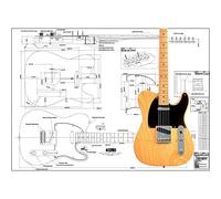 Aust Luthiers Supplies Plan of Fender Telecaster Electric Guitar - Full Scale Print