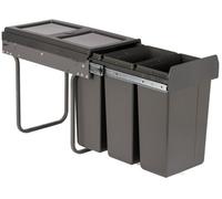 Austen & Co. 30L Built-In Hinged Cupboard Kitchen Bin - 3 Compartments