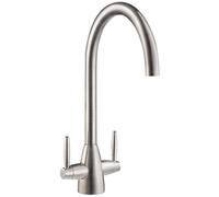 Austen & Co. Bilbao Kitchen Mixer Tap In Brushed Chrome With Twin Handles. Deck Mounted, 360 Degree Spout & 5-Year Guarantee