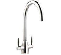 Austen & Co. Bilbao Kitchen Mixer Tap In Chrome With Twin Lever Handles. Deck Mounted, 360 Degree Spout & Water Saving Aerator