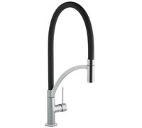 Austen & Co. Madrid Brushed Chrome With Black Pullout Spray Hose Kitchen Mixer Tap. Single Lever Handle & 360 Degree Spout