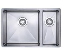 Austen & Co. Ravello 1.5 Bowl Stainless Steel Kitchen Sink - Inset or Undermount, 10mm Radius Corners, Waste Kit, Right Hand Small Bowl