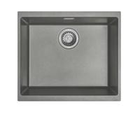 Austen & Co. Siena Inset & Undermount Large Single Bowl Reversible Granite Kitchen Sink with Strainer & Over Flow Kit - Grey