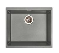 Austen & Co. Siena Inset & Undermount Large Single Bowl Reversible Granite Kitchen Sink With Strainer & Over Flow Kit - Grey