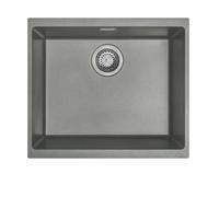 Austen & Co. Siena Inset & Undermount Large Single Bowl Reversible Granite Kitchen Sink With Strainer & Over Flow Kit - Grey