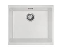 Austen & Co. Siena Inset & Undermount Large Single Bowl Reversible Granite Kitchen Sink With Strainer & Over Flow Kit - White