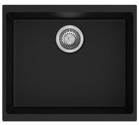 Austen & Co. Siena Inset & Undermount Large Single Bowl Reversible Granite Kitchen Sink With Strainer & Over Flow Kit - Black
