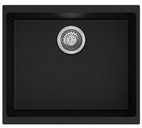 Austen & Co. Siena Inset & Undermount Large Single Bowl Reversible Granite Kitchen Sink With Strainer & Over Flow Kit - Black