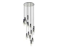 Austin 15 Light Cluster Ceiling Pendant - Black with Smoked Glass Shades