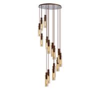 Austin 15 Light Cluster Ceiling Pendant - Mocha & Amber Glass