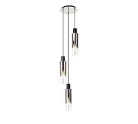 Discovery Lighting Austin 3 Light Cluster Ceiling Pendant In Black Finish with Smoked Glass Shades