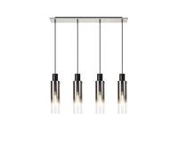 Austin 4 Light Bar Ceiling Pendant - Black with Smoked Glass Shades