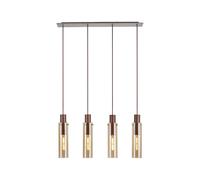 Austin 4 Light Bar Ceiling Pendant - Mocha & Amber Glass